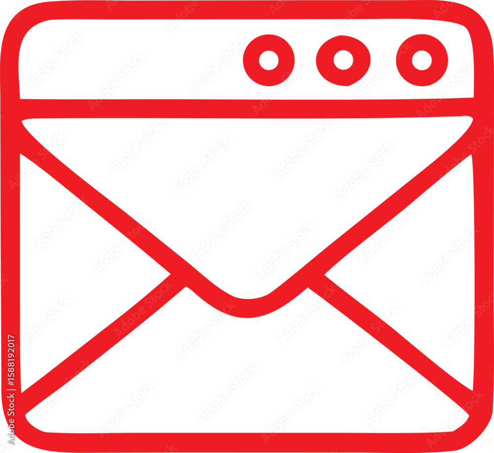 Poster a simple bold red outline of an email icon with three dots representing a browser tab or window