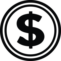 Obraz premium A bold stylized black dollar sign centered within a thick circular border representing wealth and financial concepts