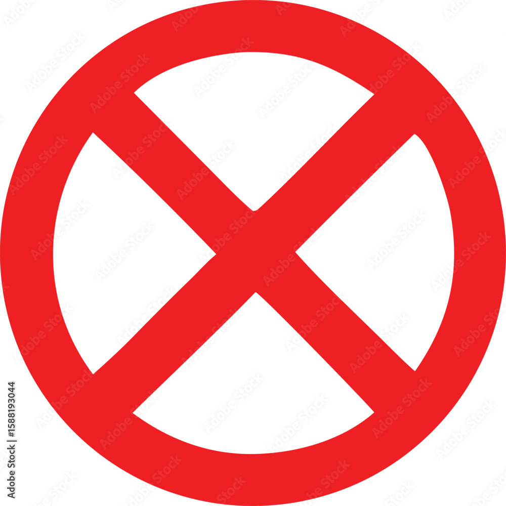 Poster a bold red circle with a diagonal cross symbolizing prohibition or incorrectness against a clean whi