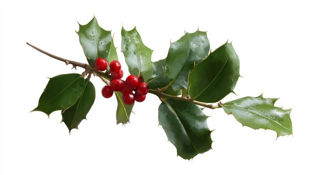 Holly's glossy leaves and scarlet berries herald Yule's mystical cheer, echoing ancient solstice rituals and festive greenery folklore