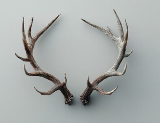 Pale deer antlers frame a light gray background