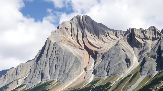 Reverse fault formation (16:9), public domain, dramatic thrust fault with older rocks over younger, mountain building context, 