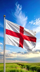Flag waving in a field