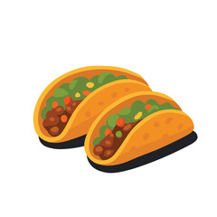 Illustration Vector Graphic Cartoon of a Mexican Taco with Beef, Lettuce, Tomato, and Cheese