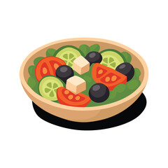 Illustration Vector Graphic Cartoon of a Fresh Vegetable Salad in Bowl