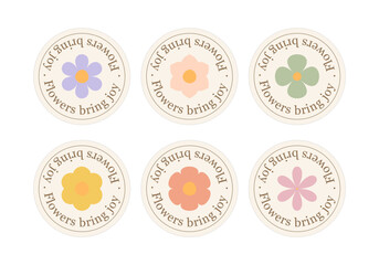 Set of round vintage stickers with the inscription 