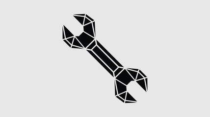 Geometric wrench illustration displays a modern design against a light gray background, ideal for engineering or construction related content.