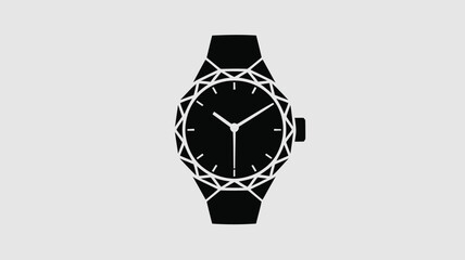 A stylish wrist watch in black silhouette showcases modern design and timeless elegance against a neutral background.