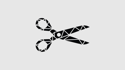 Stylish black geometric scissors presented with a modern design, isolated on a light background for easy use in crafting projects.