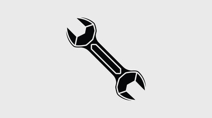 Black and white graphic displays a spanner, a crucial mechanical tool for repairs, maintenance, and construction, ideal for diverse projects.