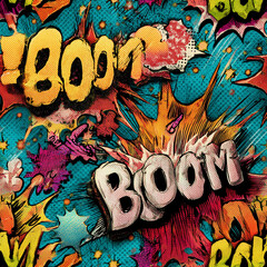 boom, banh, comic, laut,. bang, schuß, krawall, vektor, abbildung, design, graffiti, cartoons, text, kunst, freudig, zeichen, plakat, comic, symbol, brief, bunt, feier, icon, dekoration, card, dekor, 