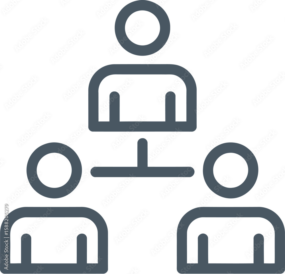 Poster illustration of a hierarchical structure with three people connected by lines