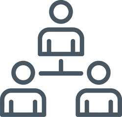 Fototapeta premium Illustration of a hierarchical structure with three people connected by lines