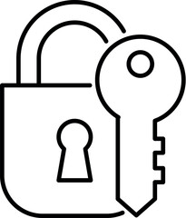 Key with Lock Minimalistic Linear Pictogram for Web and Graphic Design, Apps, Banners, Social Network and Cards