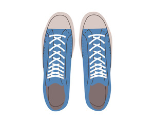 Fashion sneakers. Modern sport converse shoes for walking or running. Trendy cartoon sportswear for man and woman. Athletic footwear designs. Flat vector illustration isolated on white background. 