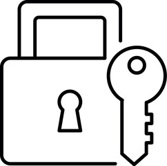 Key with Lock Minimalistic Linear Sign for Web and Graphic Design, Apps, Banners, Social Network and Cards