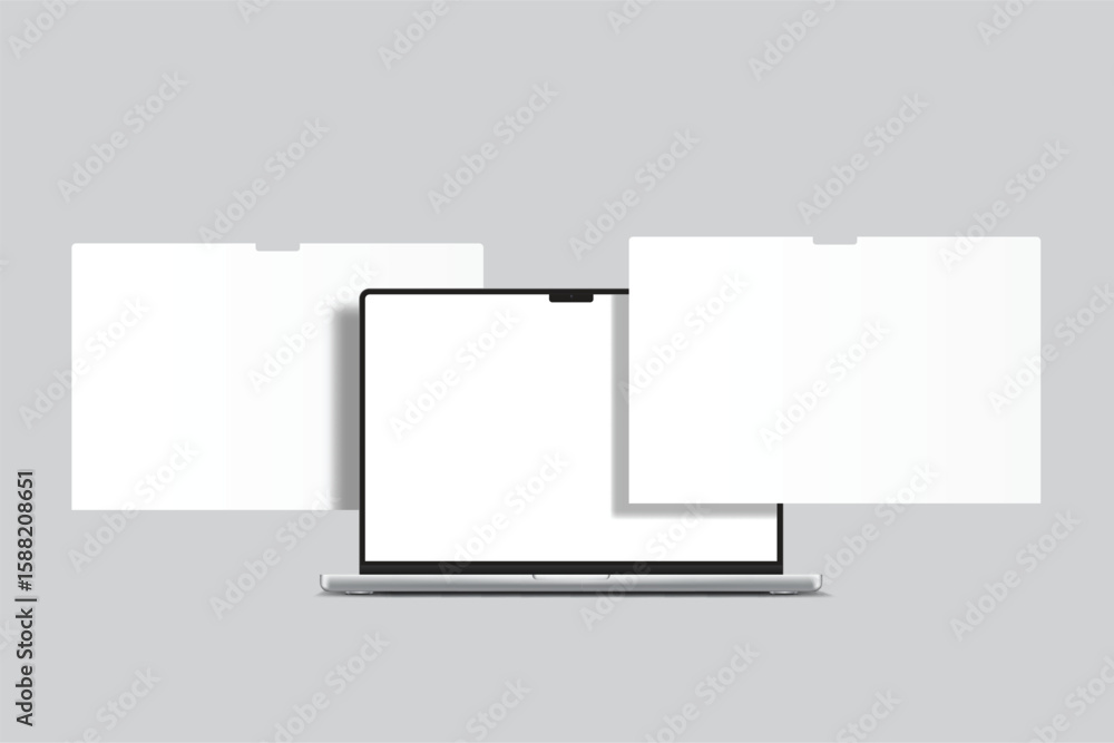 Wall mural 3d vector laptop screen with page website mockup. showcase websites, apps, or browser interfaces fra