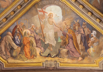 Voghera -  The fresco of Resurrected Jesus among the saints on the cieling of the Domo - Collegiata di San Lorenzo by Luigi Morgari (1906 - 1908).