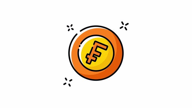 Franc Swiss coin animated, perfect for financial websites, apps, and presentations needing dynamic graphics.