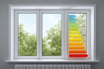 Fototapeta premium Energy Saving Windows: PVC Profile in White Color with Energy Efficiency Concept