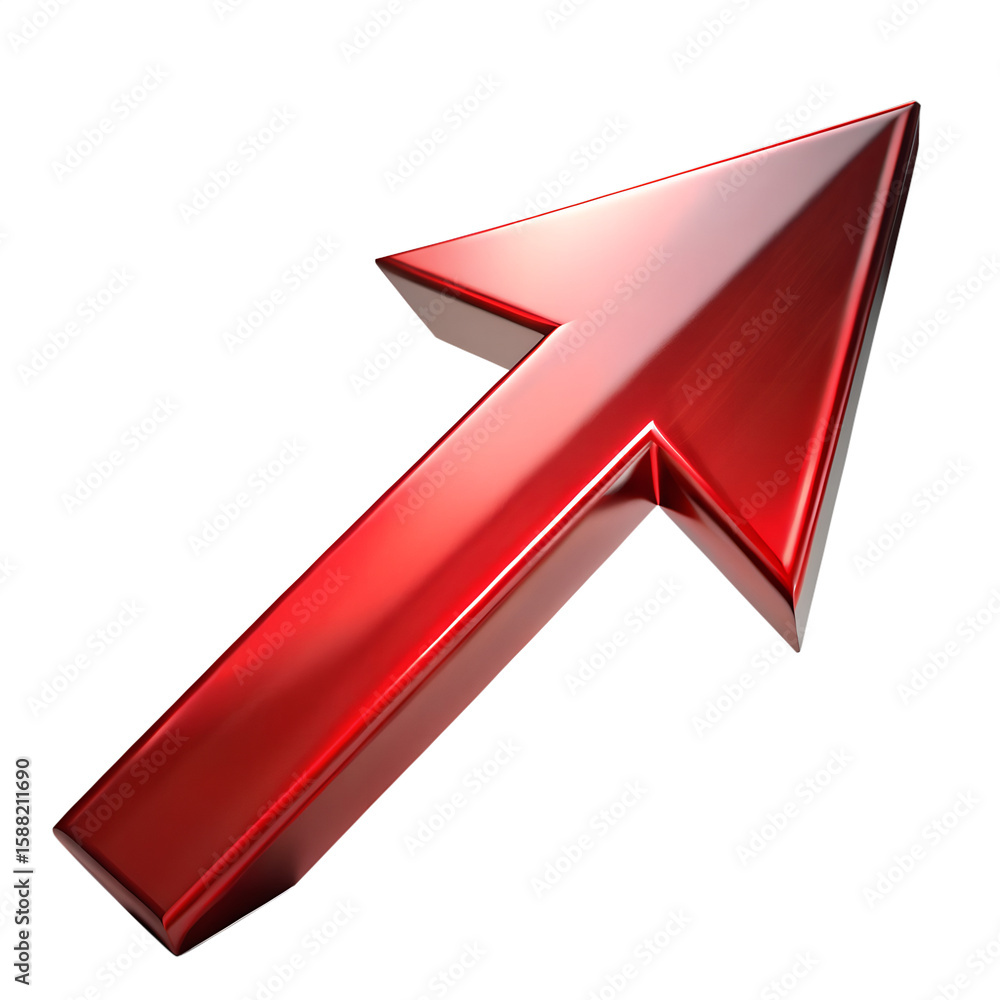 Poster a glossy red arrow pointing up and to the right isolated on transparent background signifies growth 