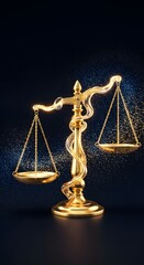 Glistening Golden Scales of Justice Symbolizing Balance, Fairness, and Ethical Judgment in Legal and Financial Concepts