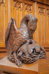 Bratislava - The Pelican  carved symbolic sculpture from St. Martins cathedral from 19. cent