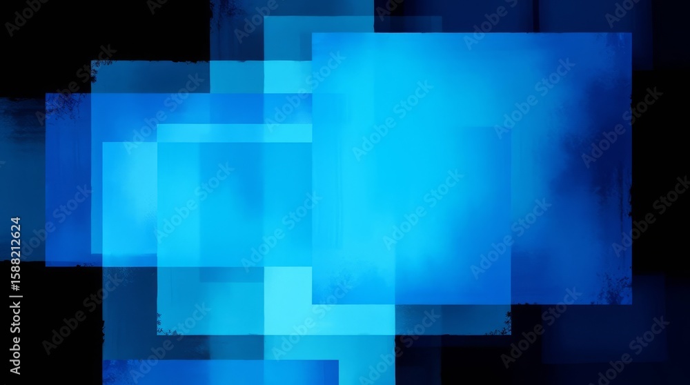 Aufkleber digital azure illusion: captivating abstract display of layered, translucent blue squares. emphasizi