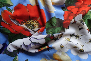 bright and colorful thin rayon fabric in soft folds