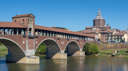 Obraz premium Pavia - The Ponte Copreto bridge.