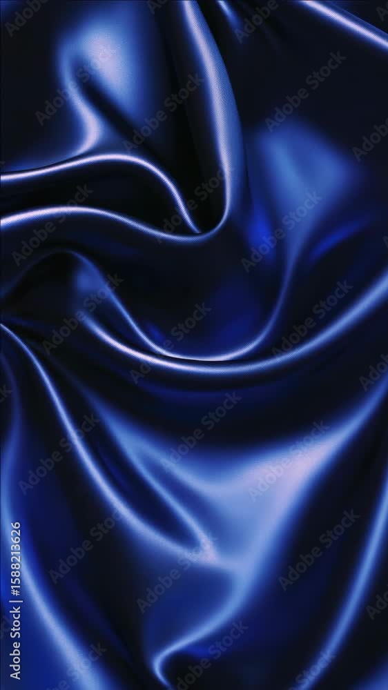 Poster close-up shot of a swirling blue fabric with a fluid, seamless pattern. soft material texture with r