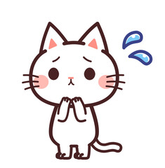 困っている猫のかわいいキャラクター　イラスト素材