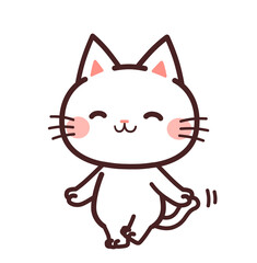 歩く猫のかわいいキャラクター　イラスト素材