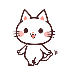 歩く猫のかわいいキャラクター　イラスト素材