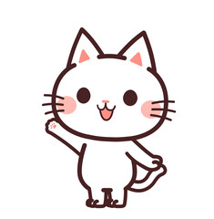 案内する猫のかわいいキャラクター　斜め　左　イラスト素材