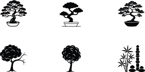 Elegant Tree Shapes for Natural Scenery Environment and Illustration Use Vector of silhouette