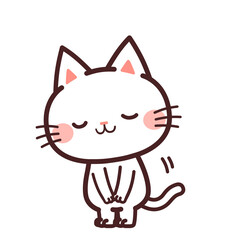 お辞儀する猫のかわいいキャラクター　左向き　イラスト素材
