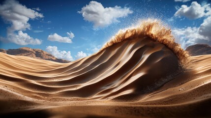 Desert Sand Wave Under a Bright Sky