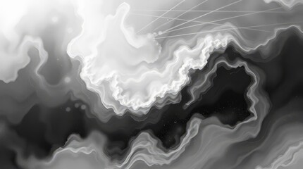 Abstract Gray Swirl: An abstract grayscale image featuring dynamic swirling patterns, reminiscent of clouds, smoke or liquid marble.