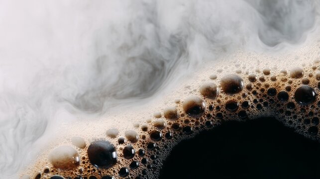 Whirling coffee foam conjures caffeinated nebulae, perfect brew ritual, International Coffee Day, frothy cosmos in a cup