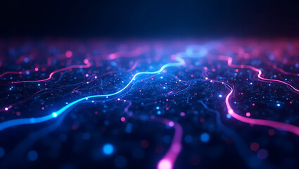 Glowing Futuristic Network Grid Background