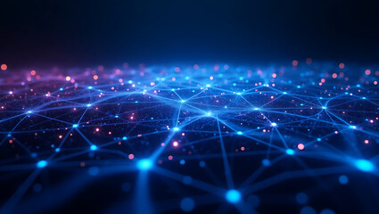 Glowing Futuristic Network Grid Background