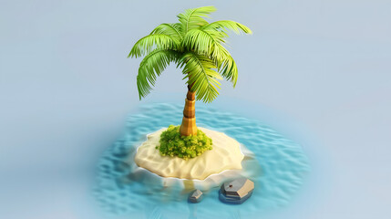 Obraz premium 3d isometric icon of a small tropical island