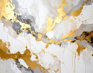 Abstract marbled art, gold and grey