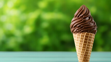 Luscious swirls of chocolate ice cream cone, beckoning summer solstice joy and whimsical National Ice Cream Day celebrations