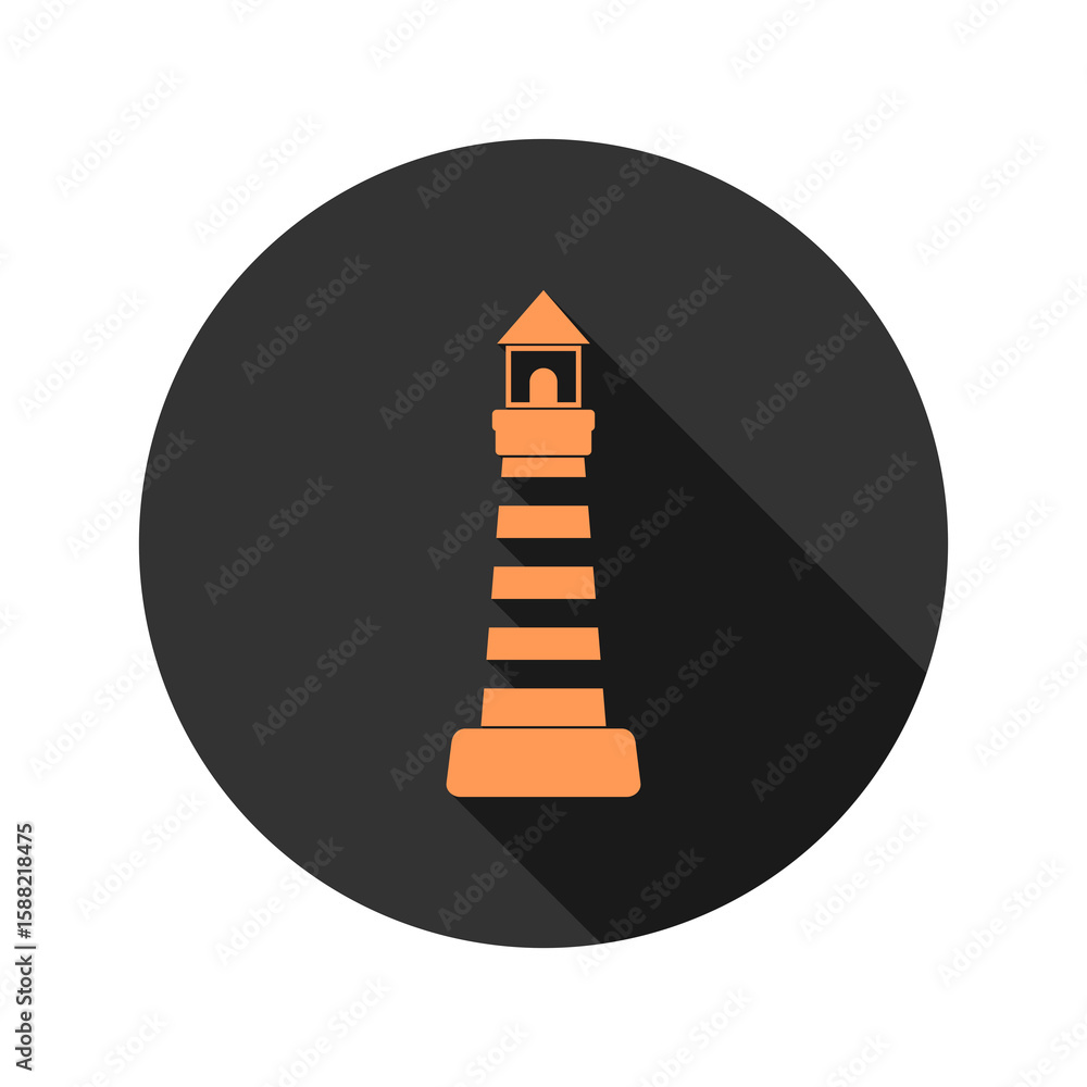 Poster lighthouse with long shadow icon isolated on transparent background