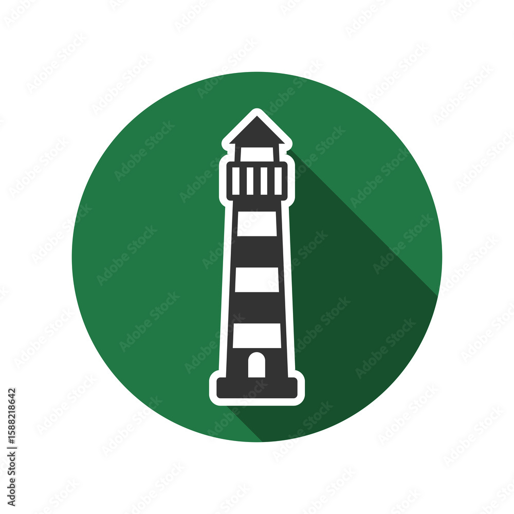 Poster lighthouse with long shadow icon isolated on transparent background