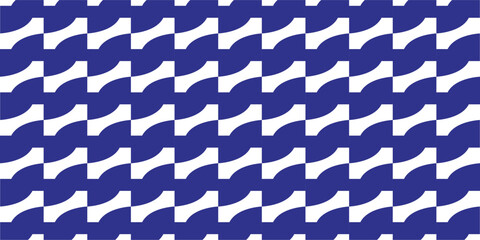 Seamless Retro Geometric Wave Pattern – Abstract Optical Illusion Background in Blue and White