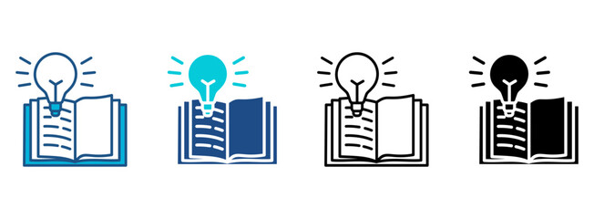 Open Book Icon Set With Multiple Styles. Vector Illustration