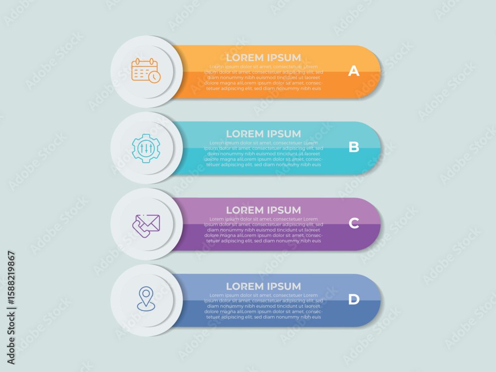 Poster infographic design with icons and 4 options or steps. thin line vector. infographics business concep